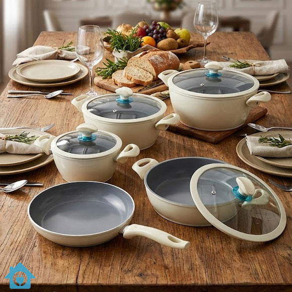 Falez Premium Ceramic Coating NonStick Cookware Set 9Pcs - Made in Turkey 2 Falez Premium Ceramic Coating NonStick Cookware Set 9Pcs