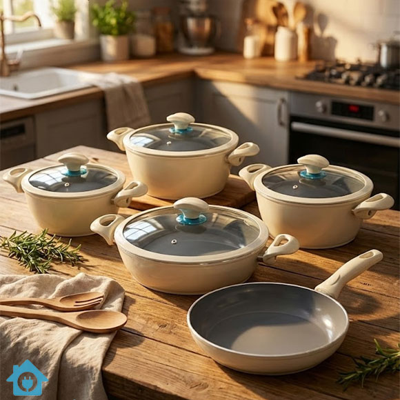 Falez Premium Ceramic Coating NonStick Cookware Set 9Pcs - Made in Turkey 1 Falez Premium Ceramic Coating NonStick Cookware Set 9Pcs