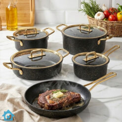 Falez Premium Granite Non Stick Cookware Set 9 Pcs