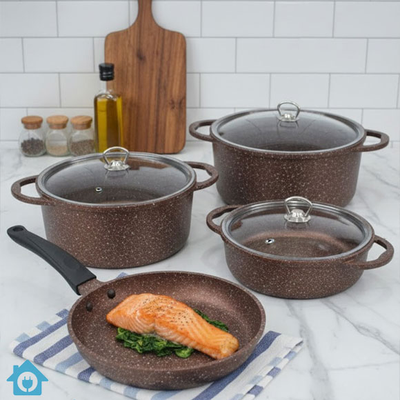 Falez Premium Granite Non Stick Cookware Set 9 Piece – Made in Turkey 1 Falez Premium Granite Non Stick Cookware Set 9 Piece