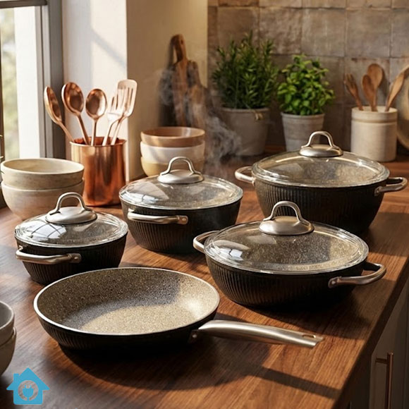 Falez Premium Non Stick Cookware Set 9 Pcs – Made in Turkey 1 Falez Premium Non Stick Cookware Set 9 Pcs