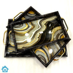 Fiber Fancy Serving Tray Set 3 Piece Set