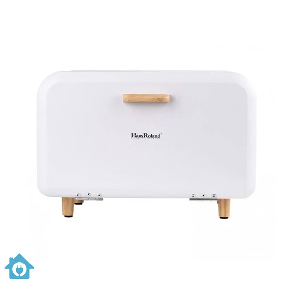 HausRoland Bread Box with Wooden Legs and Handle - White 1 HausRoland Bread Box with Wooden Legs and Handle - White