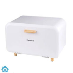 HausRoland Bread Box with Wooden Legs and Handle - White