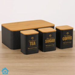HausRoland Deluxe Bread Box & Jars Set - Black