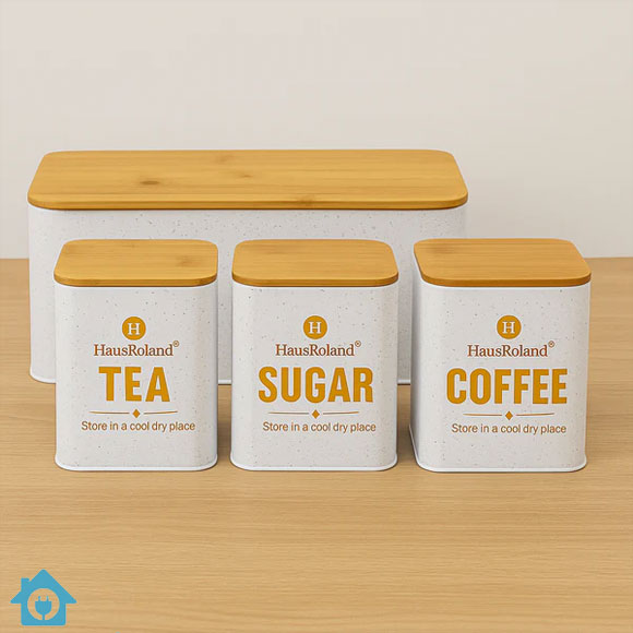 HausRoland Deluxe Bread Box & Jars Set - White 2 HausRoland Deluxe Bread Box & Jars Set - White