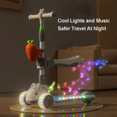 Kids Rabbit Scooter with Seat & Carrot Basket