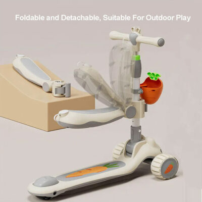 Kids Rabbit Scooter with Seat & Carrot Basket