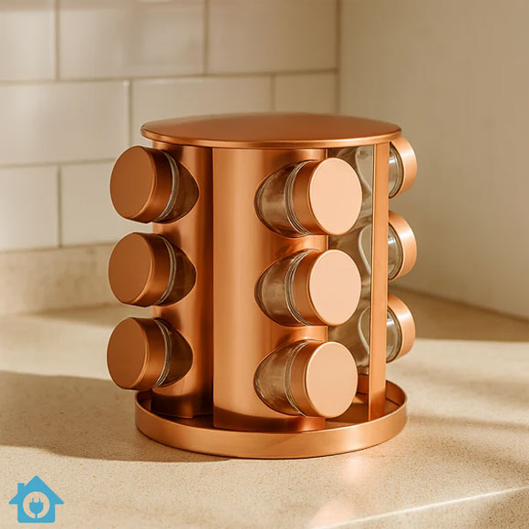 Metal Brass Revolving Spice Jars Organizer 12 Pcs 1 Metal Brass Revolving Spice Jars Organizer 12 Pcs