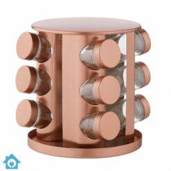 Metal Brass Revolving Spice Jars Organizer 12 Pcs