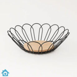 Metal Fruit & Vegetable Basket Wooden Base
