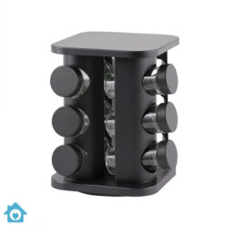 Modern Plastic Glass Revolving Spice Jars Set 12 Pcs