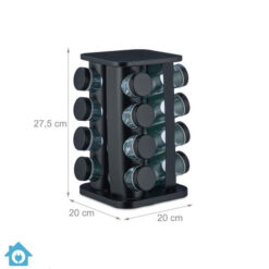 Modern Plastic Glass Revolving Spice Jars Set 16 Pcs