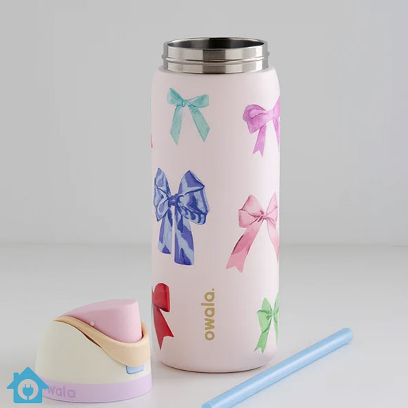 Owala FreeSip Bow Water Bottle 32oz - Multicolor Pink Bows 2 Owala FreeSip Bow Water Bottle 32oz - Multicolor Pink Bows