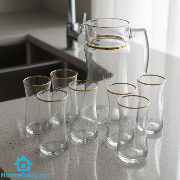 Pasabahce Glass Water Set Golden Line 7 Pcs 2 Pasabahce Glass Water Set Golden Line 7 Pcs