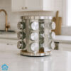 Revolving Glass Spice Jar Set Rack 12 Pcs