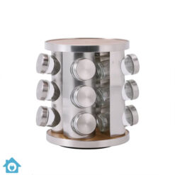 Revolving Glass Spice Jar Set Rack 12 Pcs