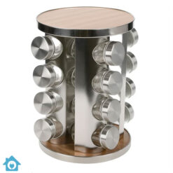 Revolving Glass Spice Jar Set Rack 16 Pcs