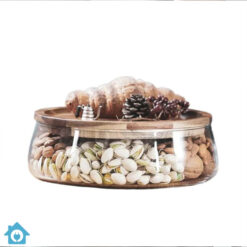 Transparent Glass Storage Canister with Wooden Lid