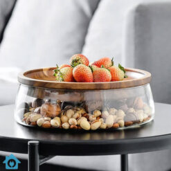 Transparent Glass Storage Canister with Wooden Lid