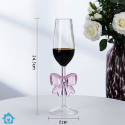 1 Piece Elegant Large Pink Bow Red Wine Glass Goblet