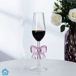 1 Piece Elegant Large Pink Bow Red Wine Glass Goblet