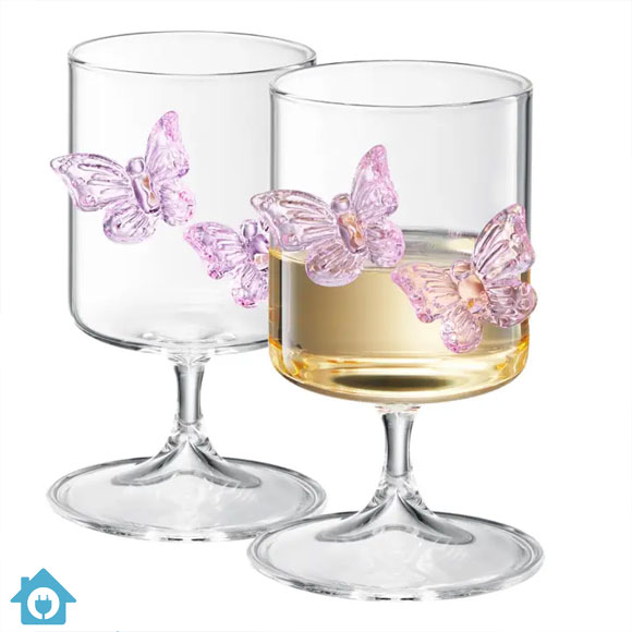 3D Pink Butterfly Glass Goblet – Elegant Decorative Wine Glass 4 3D Pink Butterfly Glass Goblet