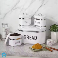 4 Piece Metal Bread Box Storage Organizer