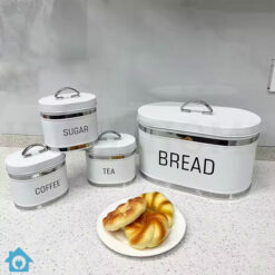 4 Piece Metal Bread Box Storage Organizer