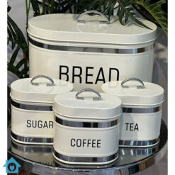 4 Piece Metal Bread Box Storage Organizer