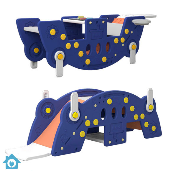 5 in 1 Kids Indoor Slide Seesaw – Study Table & Basketball Game 1 5 in 1 Kids Indoor Play Set