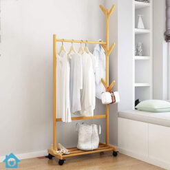 Bamboo Wood Modern Standing Coat Rack Floor Hanger
