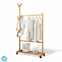 Bamboo Wood Modern Standing Coat Rack Floor Hanger