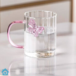 Borosilicate 3D Butterfly Striped Glass Cup Set of 4