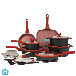 Donnor Aluminum Granite Marble Stone Coated Cookware Set 21 Pcs