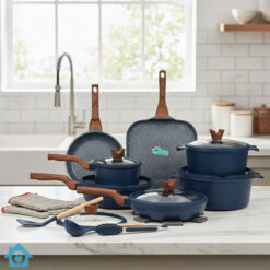 Donnor Aluminum Granite Marble Stone Coated Cookware Set 21 Pcs