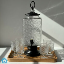 Elegant Beverage Dispenser with 6 Glass Set
