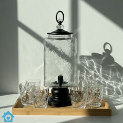 Elegant Beverage Dispenser with 6 Glass Set