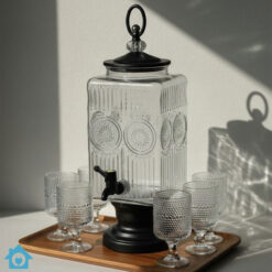 Elegant Beverage Dispenser with 6 Glass Set