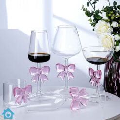 Elegant Pink Bow Red Wine Glass Goblet 1 Piece