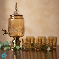 Fancy Glass Juice Dispenser & Glass Set