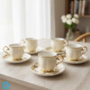 Floral Bone China Tea Cup Saucer Set with Gold Rim