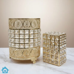 Golden Crystal Tissue & Dustbin Set