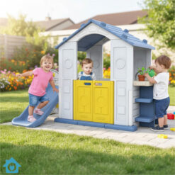 Kids Playhouse with Slide & Plants Rack