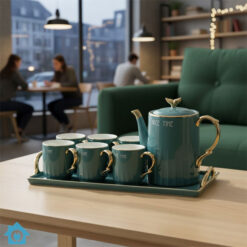 Luxury Ceramic Tea Set 9 Pcs with Kettle & Tray