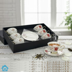 M&M Bone China Golden Floral Tea Cup Saucer Set