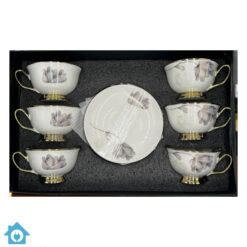 M&M Bone China Golden Floral Tea Cup Saucer Set