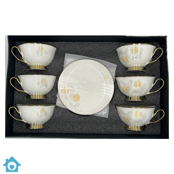 M&M Bone China Golden Floral Tea Cup Saucer Set 2 M&M Bone China Golden Floral Tea Cup Saucer Set