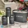 Metal Bread Box & Tea Coffee Sugar Container Set