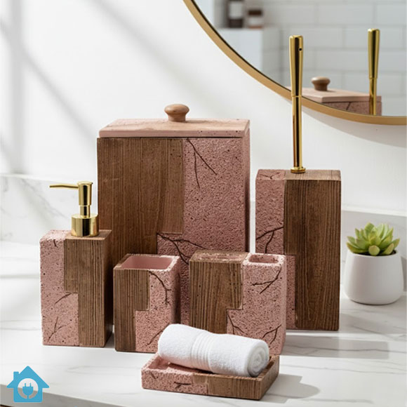 Modern Resin Made Bathroom Accessories Set – 7 Pieces 1 Modern Resin Made Bathroom Accessories Set